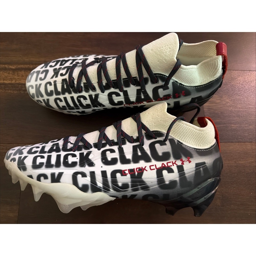 New Mens Under Armour Spotlight Pro Football Cleats Size 10.5 Click Clack Black